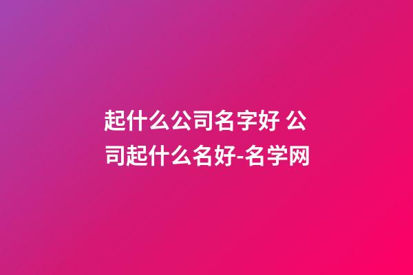 起什么公司名字好 公司起什么名好-名学网